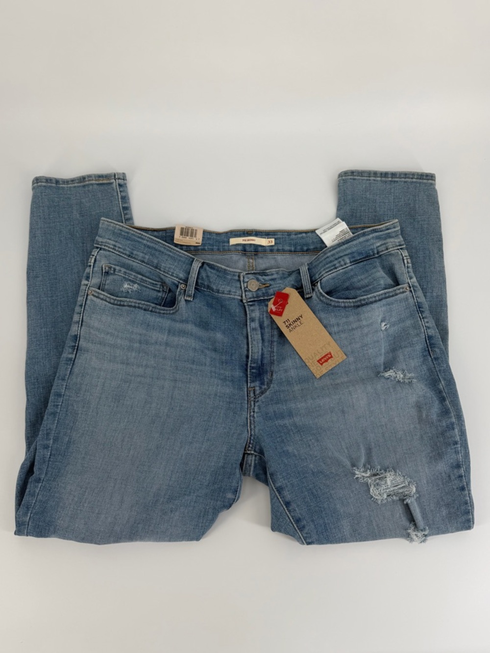 Levi’s 711 Skinny Ankle Jeans Women 16 W33 Distressed Stretch New - Picture 3 of 16